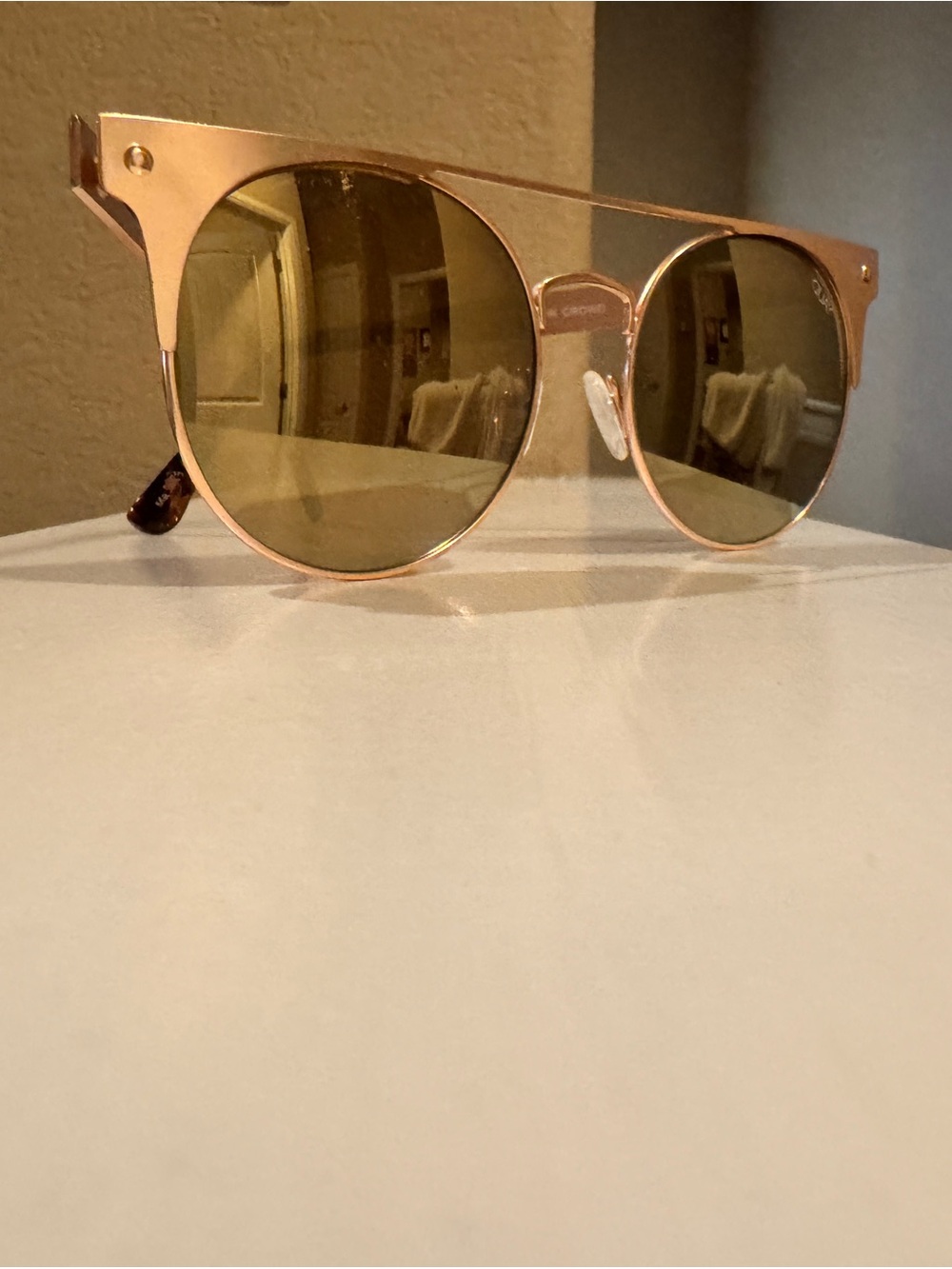 Quay Australia Rose Gold Frame Sunglasses with Brown Lenses